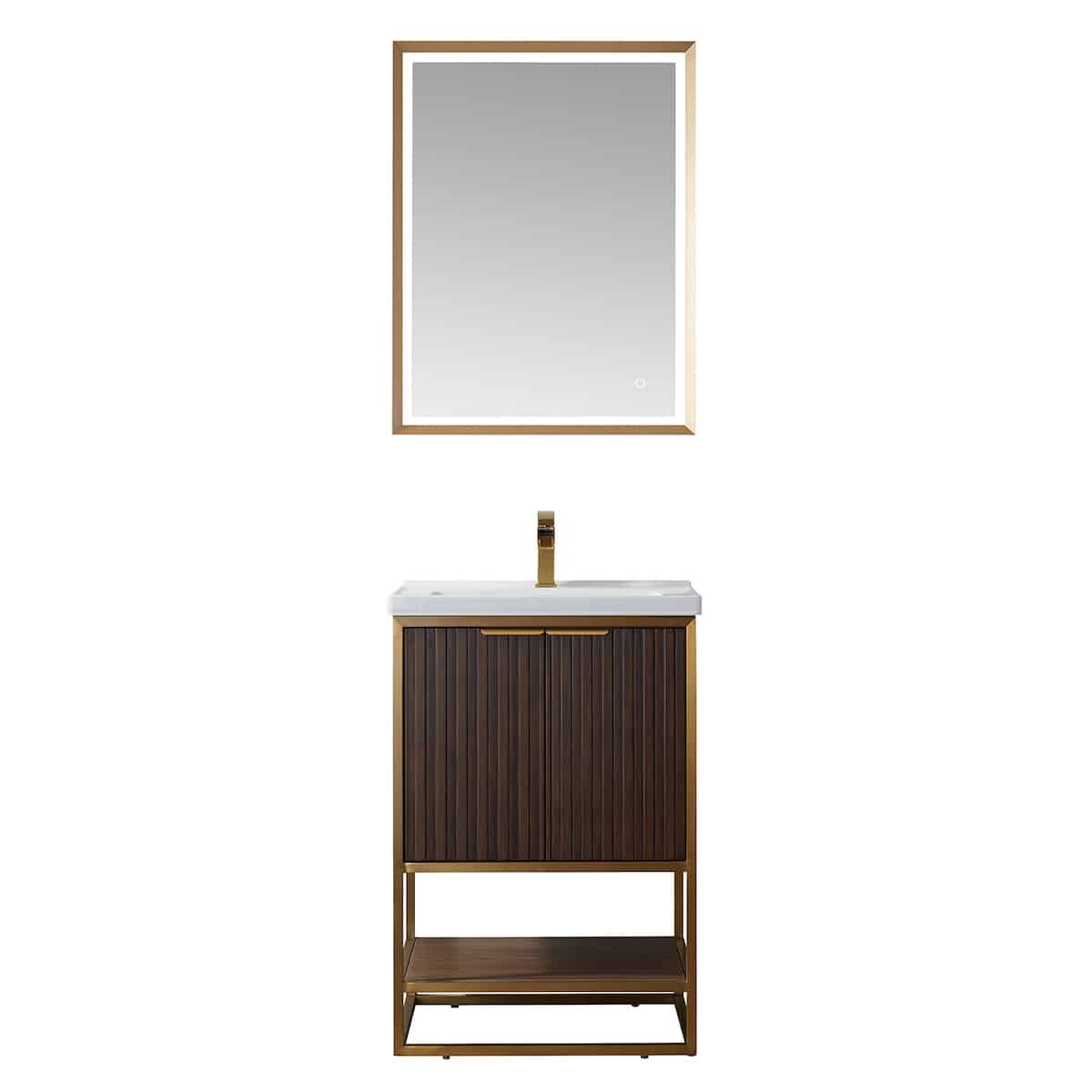 Vinnova Donostia 24 Inch Freestanding Single Vanity in Walnut with Ceramic Under-Mount Sink With Mirror 737024-NLW-WH #mirror_with mirror