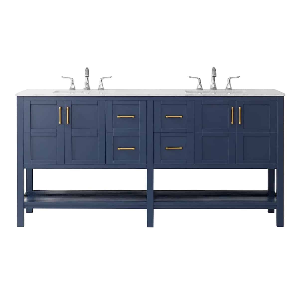 Vinnova Florence 72 Inch Royal Blue Freestanding Vanity with Carrara White Marble Countertop Without Mirror 713072-RB-CA-NM #mirror_without mirror