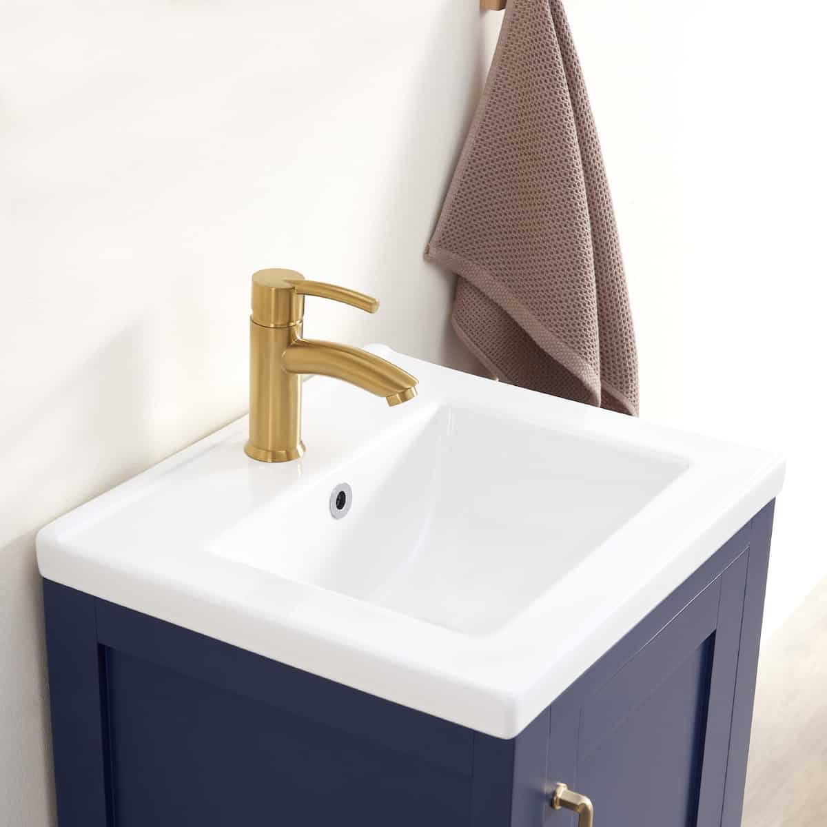 Vinnova Gela 18 Inch Royal Blue Freestanding Single Sink Bath Vanity with Drop-In White Ceramic Basin Without Mirror Sink 723018—RB-WH-NM