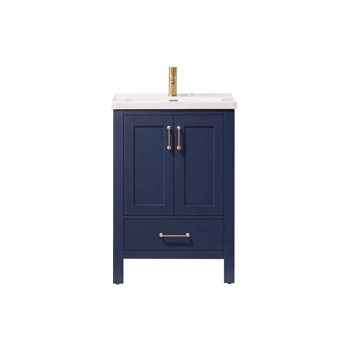 Vinnova Gela 24 Inch Royal Blue Freestanding Single Sink Bath Vanity with Drop-In White Ceramic Basin Without Mirror 723024-RB-WH-NM