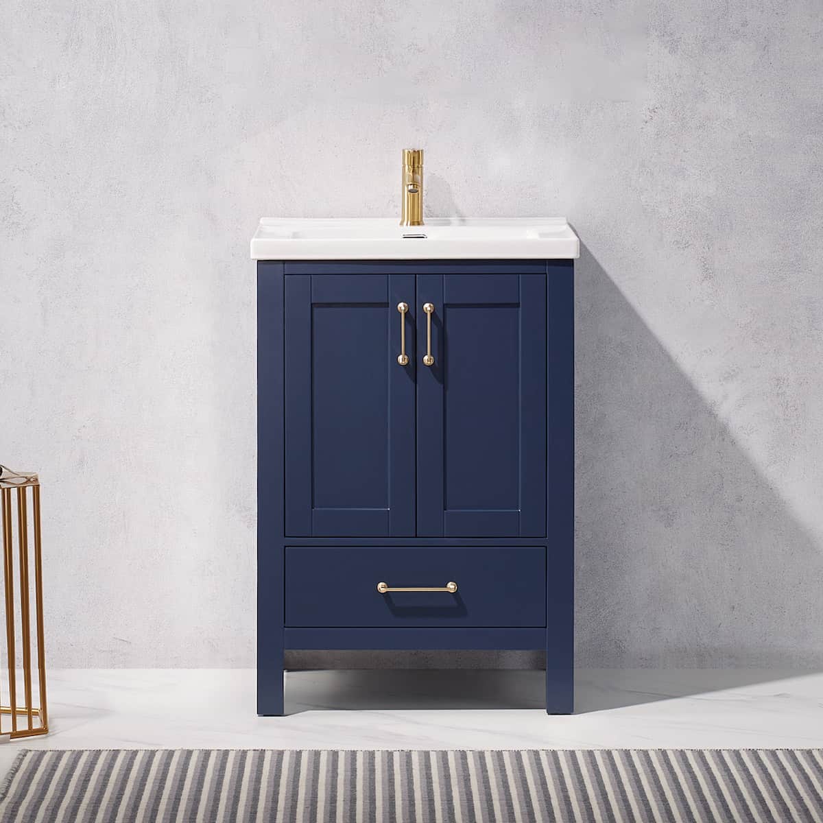 Vinnova Gela 24 Inch Royal Blue Freestanding Single Sink Bath Vanity with Drop-In White Ceramic Basin Without Mirror In Bathroom 723024-RB-WH-NM