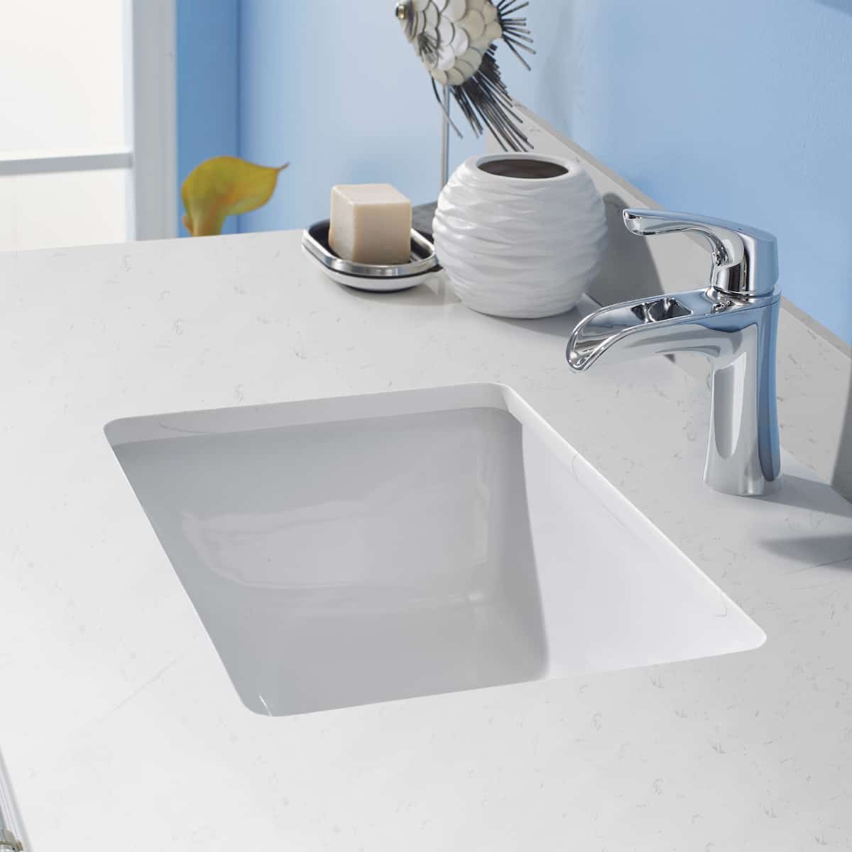 Vinnova Lorna 48 Inch White Freestanding Single Vanity with Composite Carrara White Stone Countertop With Mirror Sink 783048-WH-WS