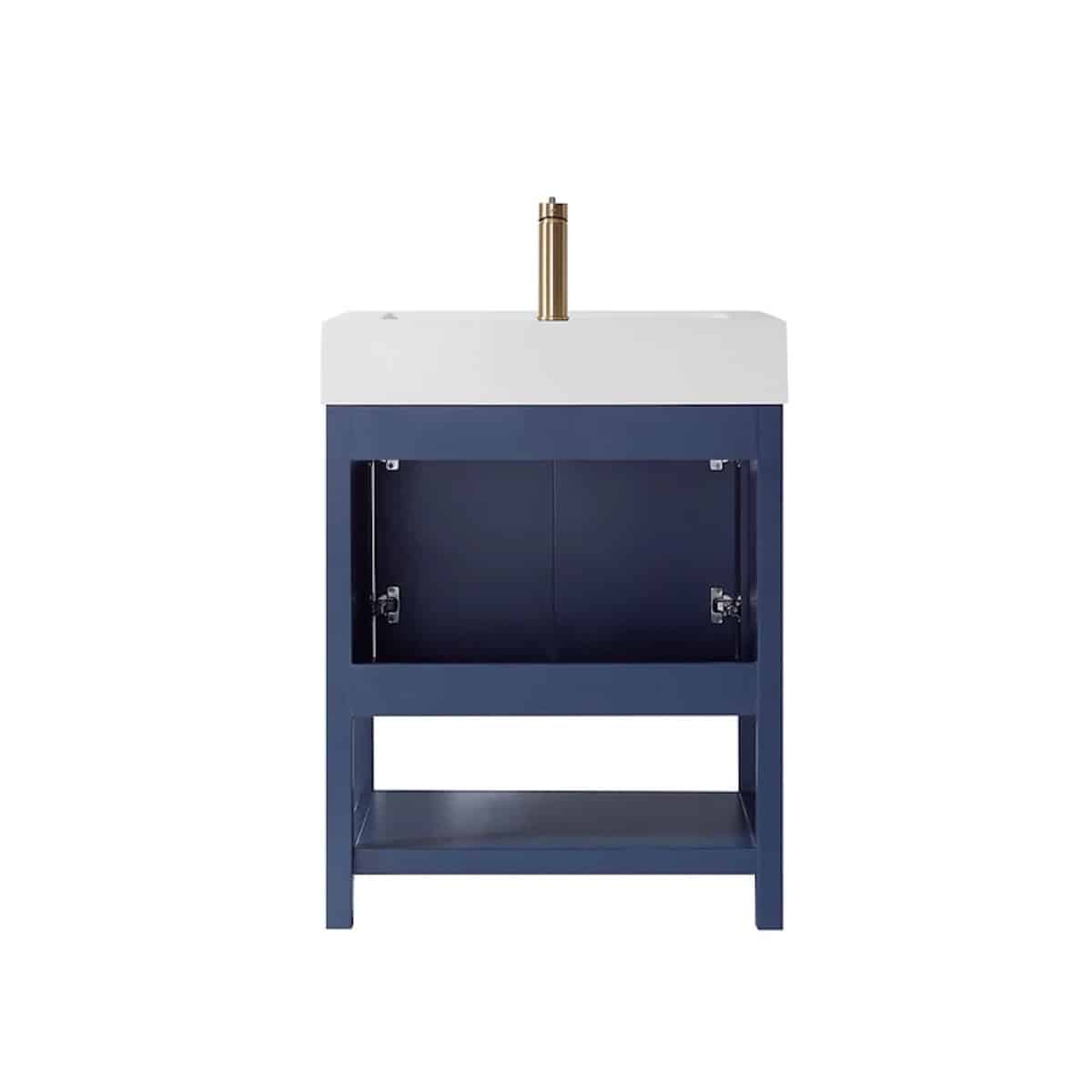 Vinnova Pavia 28 Inch Royal Blue Freestanding Single Vanity with Acrylic Under-Mount Sink Without Mirror Back 755028-RB-WH-NM