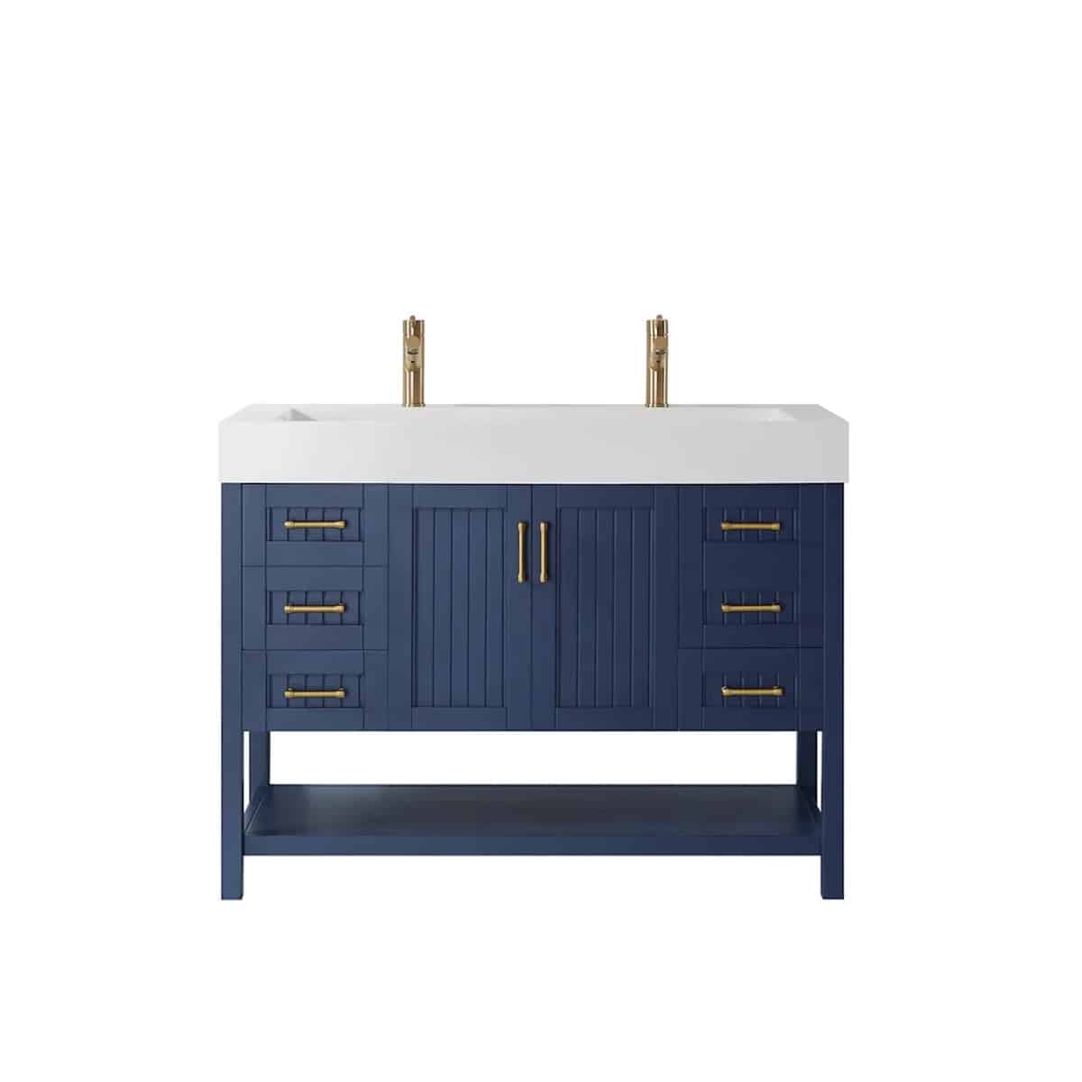 Vinnova Pavia 48 Inch Royal Blue Freestanding Double Vanity with Acrylic Under-Mount Sink Without Mirror 755048-RB-WH-NM