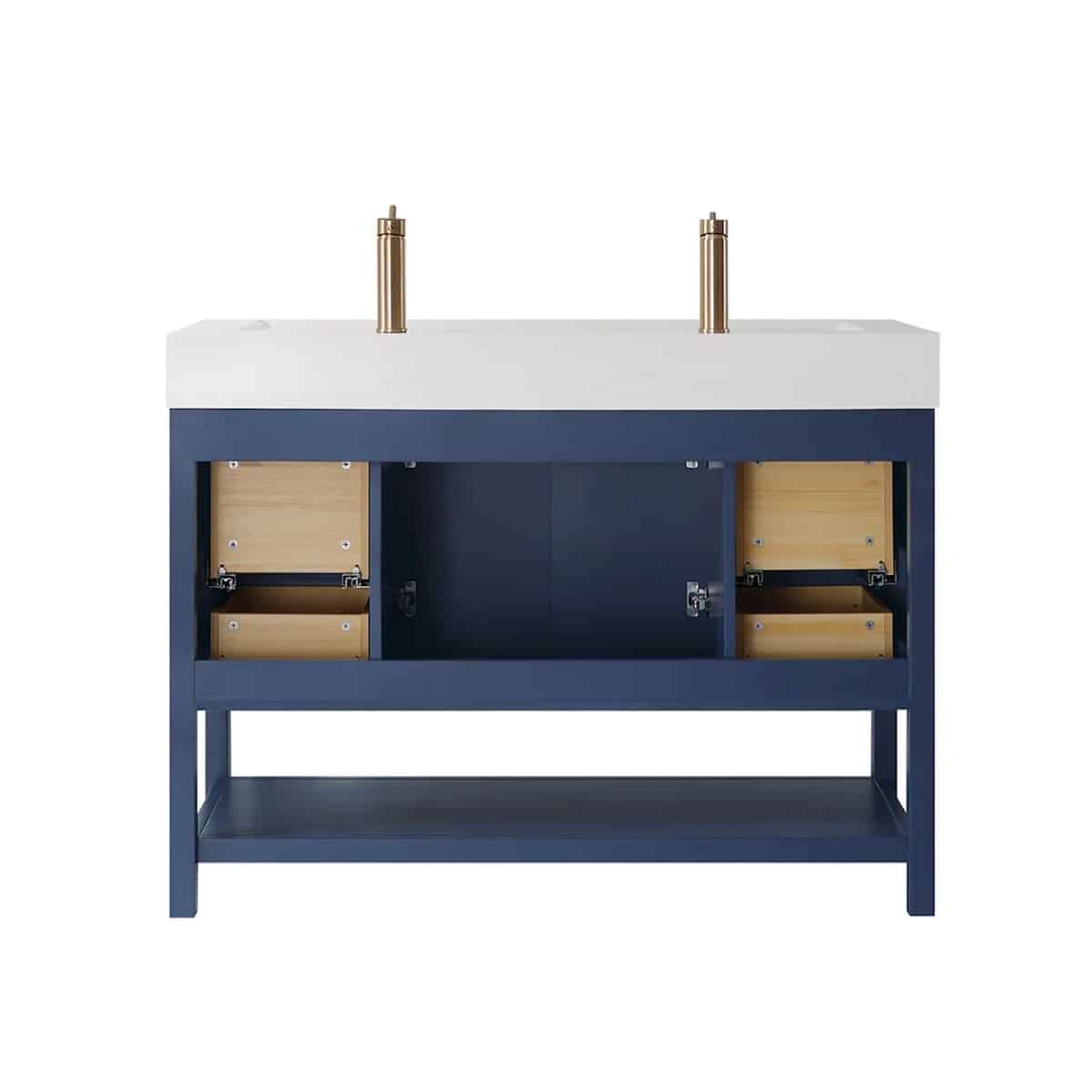 Vinnova Pavia 48 Inch Royal Blue Freestanding Double Vanity with Acrylic Under-Mount Sink Without Mirror Back 755048-RB-WH-NM