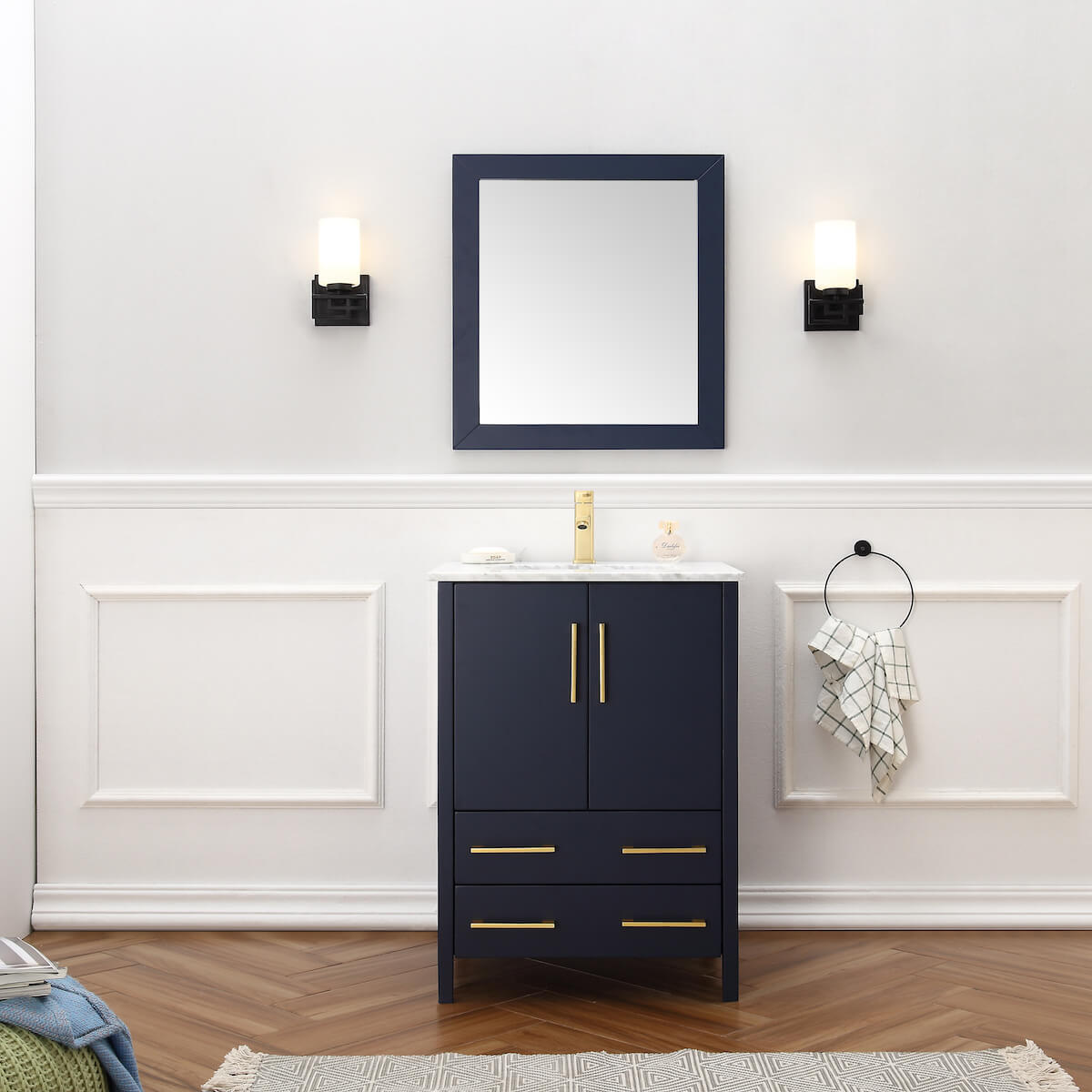 Legion Furniture Blue 24" Solid Wood Single Sink Vanity With Mirror WA7924-B