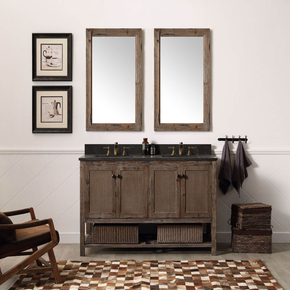 Legion Furniture 60" Solid Wood Double Sink Vanity with Moon Stone Top in Bathroom WH5160-BR