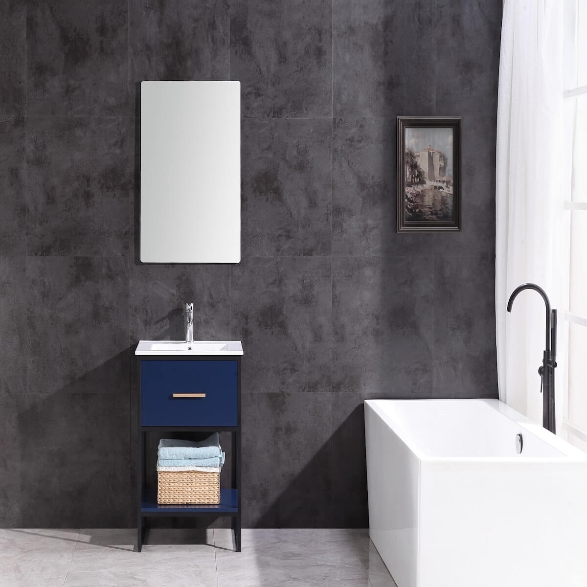 Legion Furniture 24" Blue Finish Single Sink Vanity with Black Metal Frame - PVC WH7024-BL-PVC