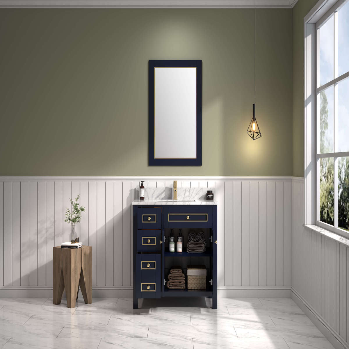 Legion Furniture 36" Blue Finish Single Sink Vanity in Bathroom Open Cabinet WV2236-B