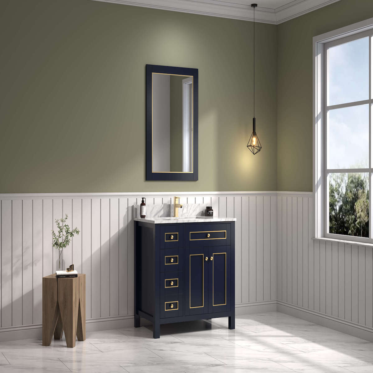 Legion Furniture 36" Blue Finish Single Sink Vanity in Bathroom Angle WV2236-B