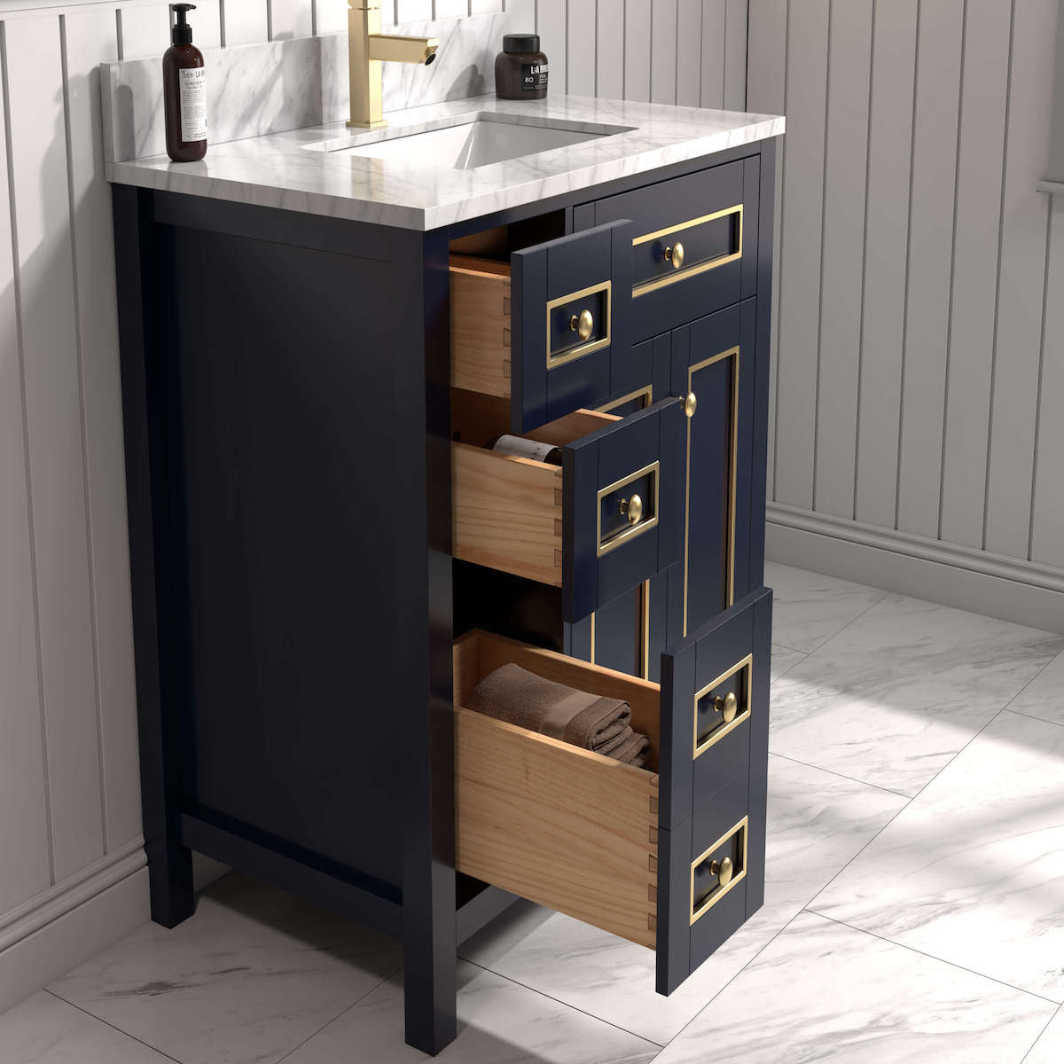 Legion Furniture 36" Blue Finish Single Sink Vanity in Bathroom Drawers WV2236-B