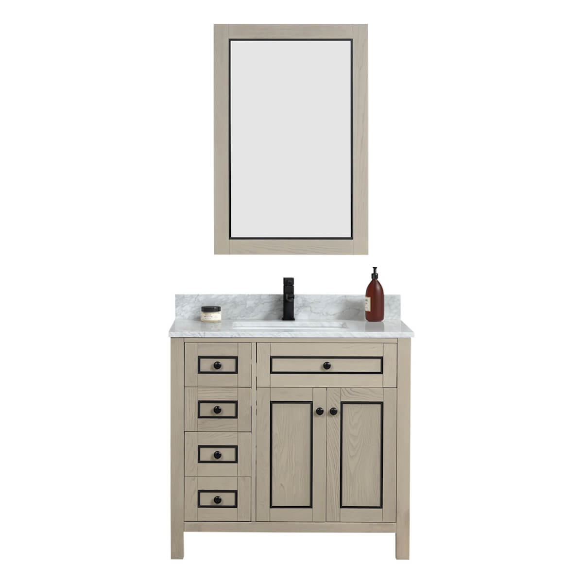 Legion Furniture 36" Light Oak Finish Single Sink Vanity Cabinet with Carrara White Top WV2236-O