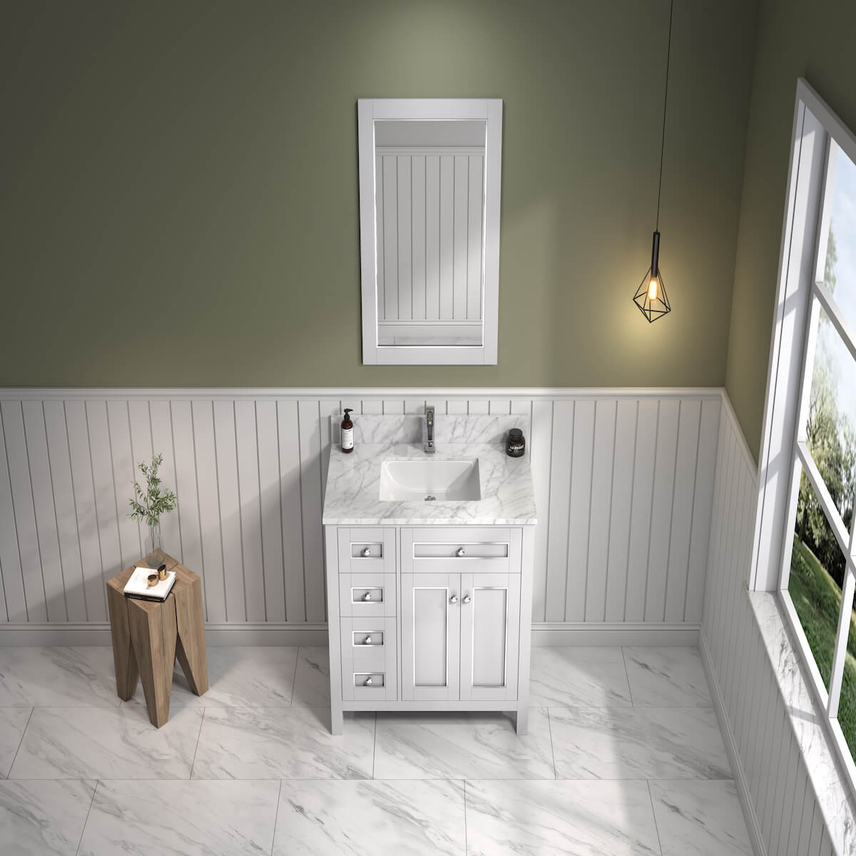 Legion Furniture 36" White Finish Single Sink Vanity Cabinet with Carrara White Top In Bathroom Sink WV2236-W