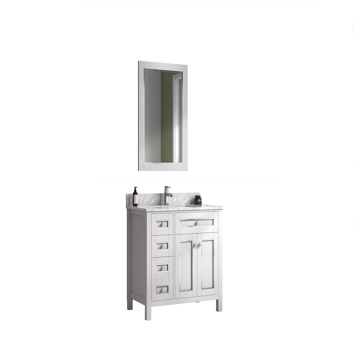 Legion Furniture 36" White Finish Single Sink Vanity Cabinet with Carrara White Top Side WV2236-W