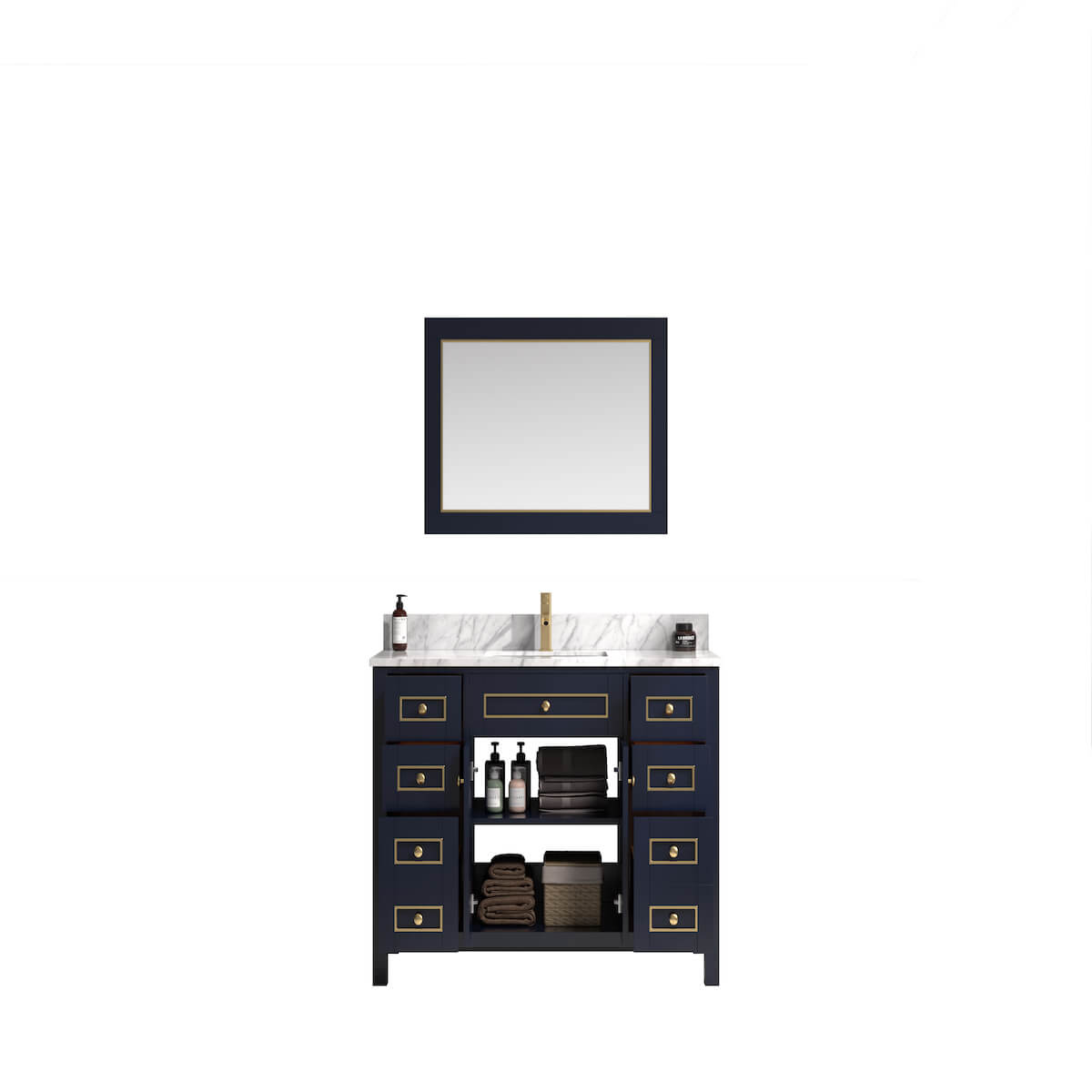 Legion Furniture 48" Blue Finish Single Sink Vanity Cabinet with Carrara White Top Inside WV2248-B