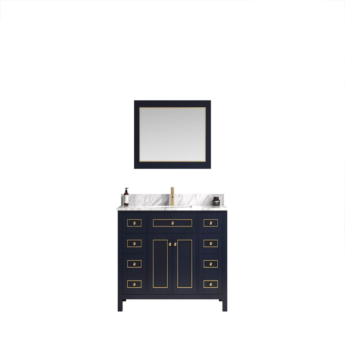 Legion Furniture 48" Blue Finish Single Sink Vanity Cabinet with Carrara White Top WV2248-B