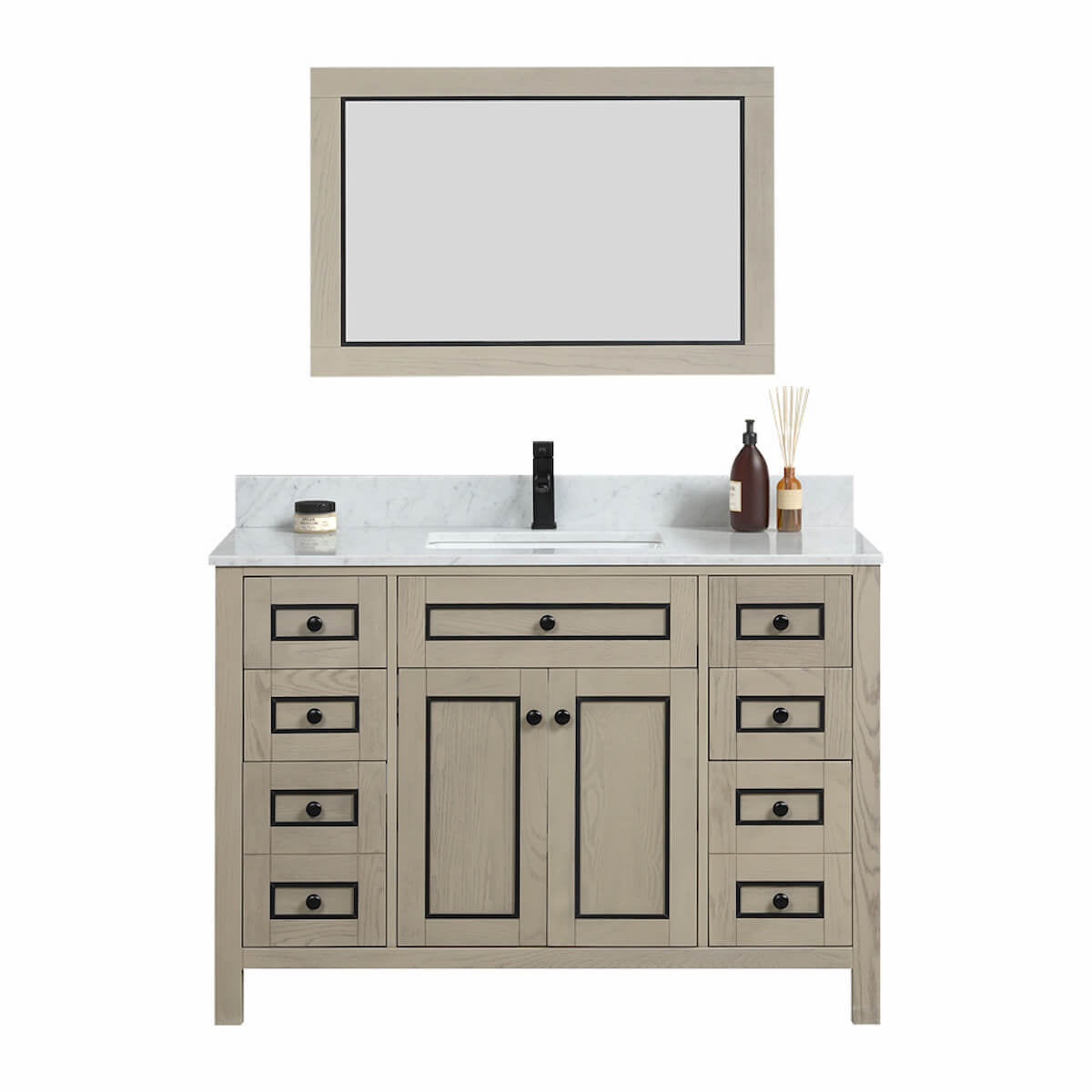 Legion Furniture 48" Light Oak Finish Single Sink Vanity Cabinet with Carrara White Top WV2248-O