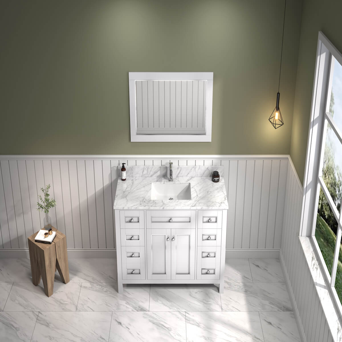 Legion Furniture 48" White Finish Single Sink Vanity Cabinet with Carrara White Top in Bathroom Sink WV2248-W