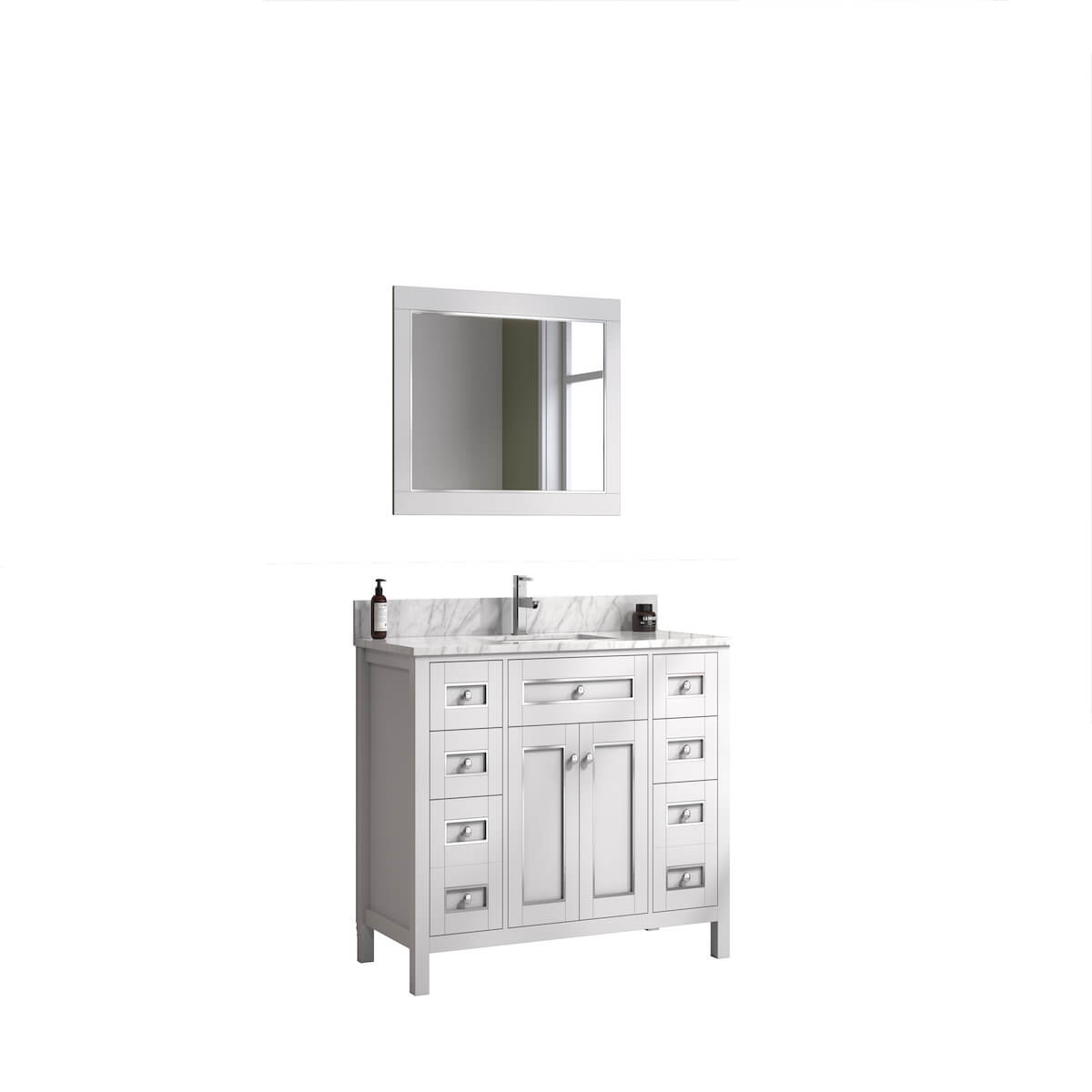 Legion Furniture 48" White Finish Single Sink Vanity Cabinet with Carrara White Top Side WV2248-W