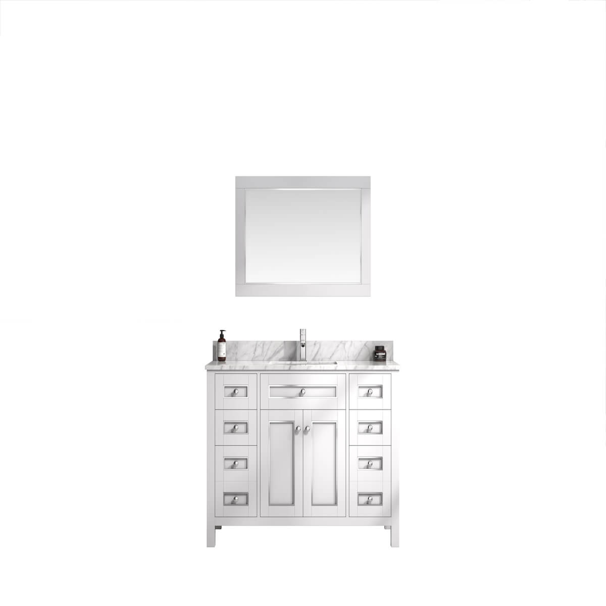 Legion Furniture 48" White Finish Single Sink Vanity Cabinet with Carrara White Top WV2248-W